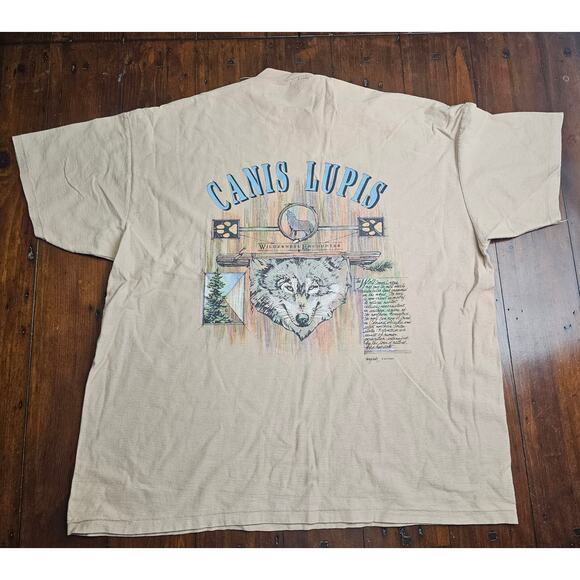 VINTAGE 90'S SINGLE STITCH WOLF/NATURE T‎ SHIRT XL - Picture 2 of 8